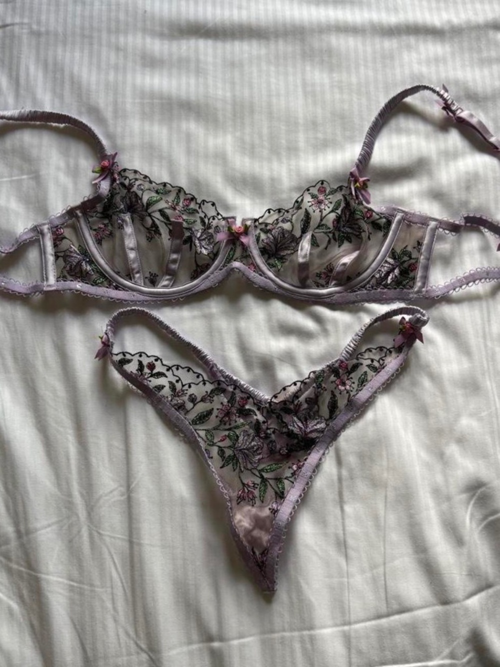 For Love & Lemons Floral Embroidered 2-Piece Lingerie Set — Size Small